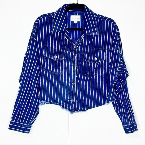 American Eagle Chambray Striped Top - Picture 1 of 5